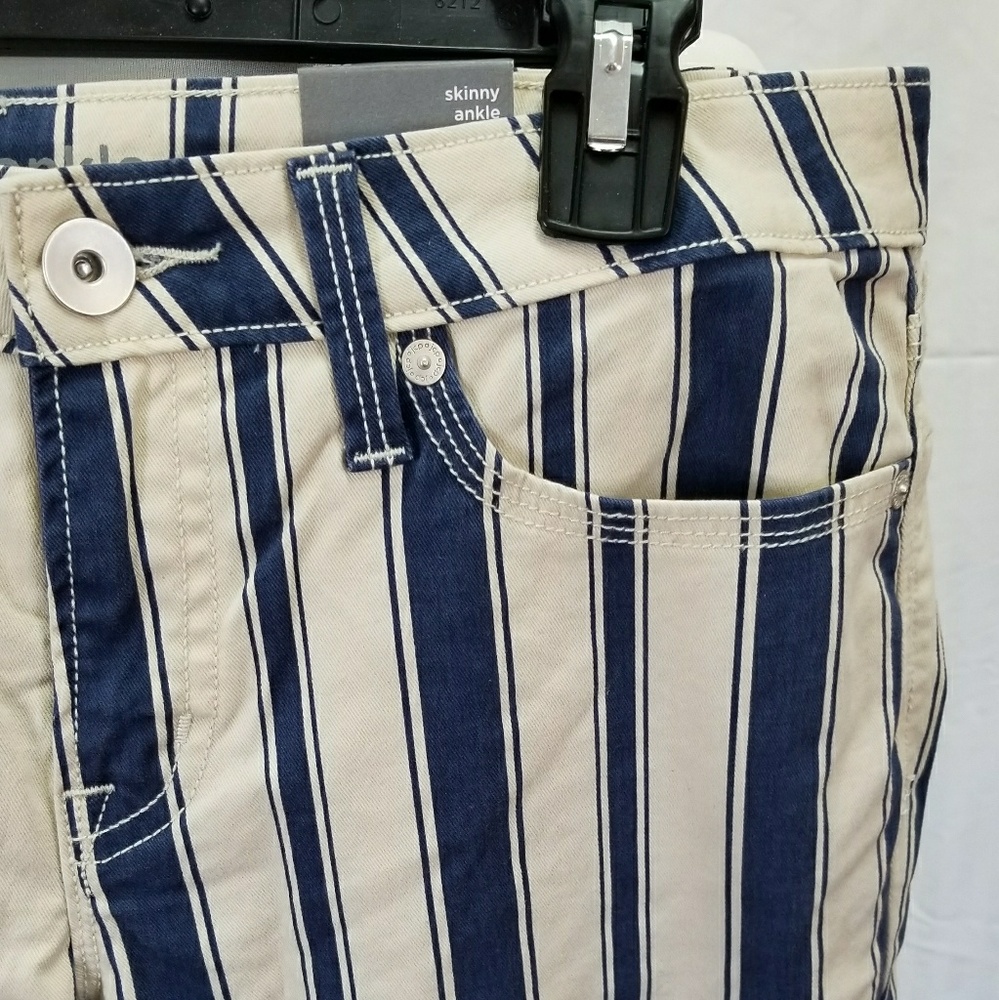 Skinny Navy Stripe Nautical Ankle Jeans Pants